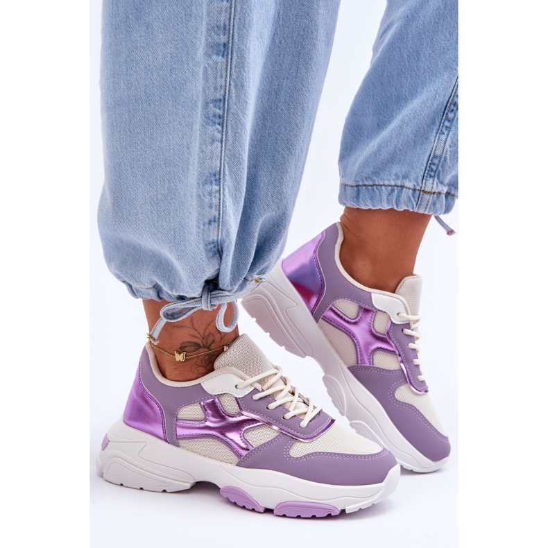PS1 Zapatillas Cordones Cortes de mujer Morado violeta 2