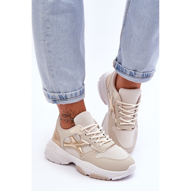 PS1 Deportivas Mujer Cordones Beige-Oro Cortes 2 PS1 Deportivas Mujer Cordones Beige-Oro Cortes 2