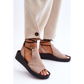 Sandalias Cuña Ante Nicole 2743/042 Beige 1