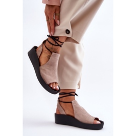 Sandalias Cuña Ante Nicole 2743/042 Beige 3
