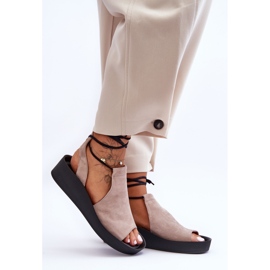 Sandalias Cuña Ante Nicole 2743/042 Beige 4