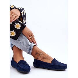Mocasines Mujer Ante Azul Marino Lenvie 4