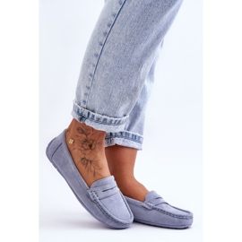 Mocasines Lenvie de ante azul para mujer 3