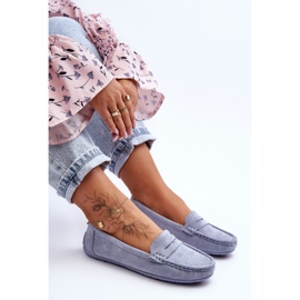 Mocasines Lenvie de ante azul para mujer 11