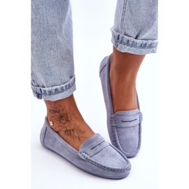 Mocasines Lenvie de ante azul para mujer 7