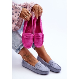 Mocasines Lenvie de ante azul para mujer 1