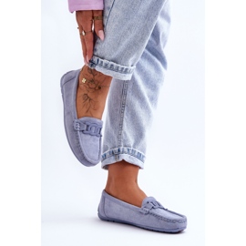 Mocasines de gamuza azul Rabell de moda para mujer 6