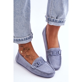 Mocasines de gamuza azul Rabell de moda para mujer 5