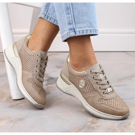 Deportivas mujer Rieker N4346-60 beige calado cuña 6