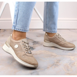 Deportivas mujer Rieker N4346-60 beige calado cuña 5
