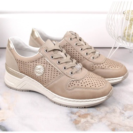 Deportivas mujer Rieker N4346-60 beige calado cuña 9