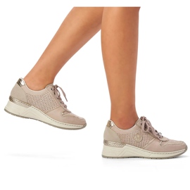 Deportivas mujer Rieker N4346-60 beige calado cuña 4
