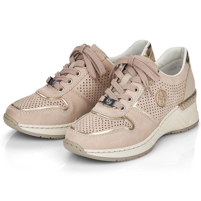 Deportivas mujer Rieker N4346-60 beige calado cuña 1 Deportivas mujer Rieker N4346-60 beige calado cuña 1