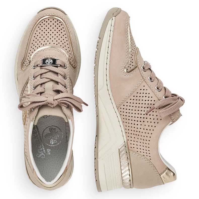 Deportivas mujer Rieker N4346-60 beige calado cuña 2 Deportivas mujer Rieker N4346-60 beige calado cuña 2