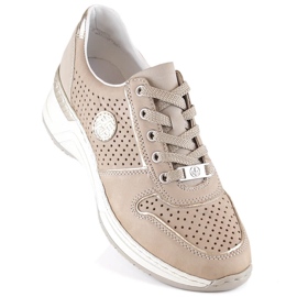 Deportivas mujer Rieker N4346-60 beige calado cuña 11