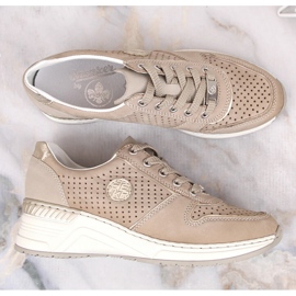 Deportivas mujer Rieker N4346-60 beige calado cuña 10