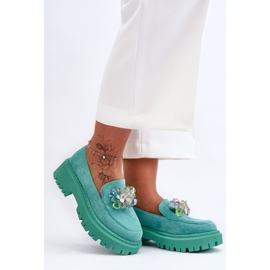 PS1 Mocasines De Mujer Con Cristales Decorativos Verde Avril 5