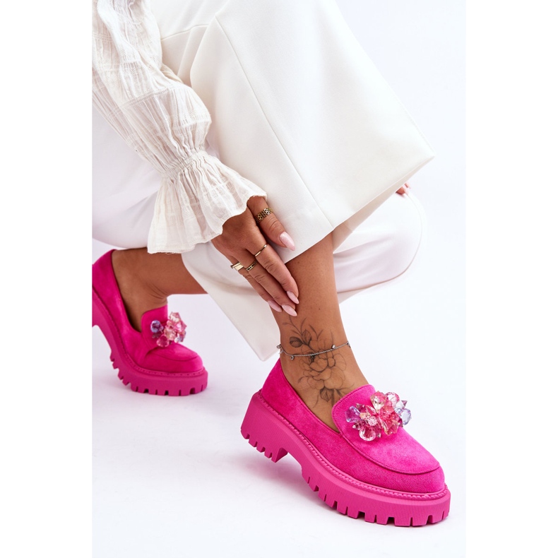 PS1 Mocasines De Mujer Con Cristales Decorativos Rosa Avril 1