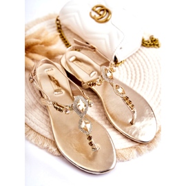 Sandalias chanclas de moda para mujer con pedrería dorada decorativa dorado 7
