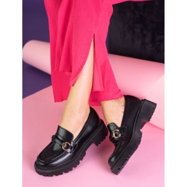 Mocasines de mujer Shelovet negros fabricados en piel ecológica 3