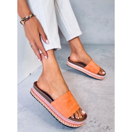 Zapatillas casa con suela decorada de Demou Orange naranja 2