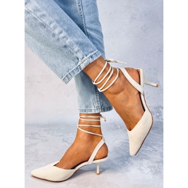 Tacones tipo calcetín Cordier Beige talón abierto 2