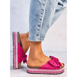 Pantuflas lazo suela alta Delair Fucsia rosado 3
