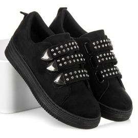 Bello Star Deportivas de ante con velcros negro 4