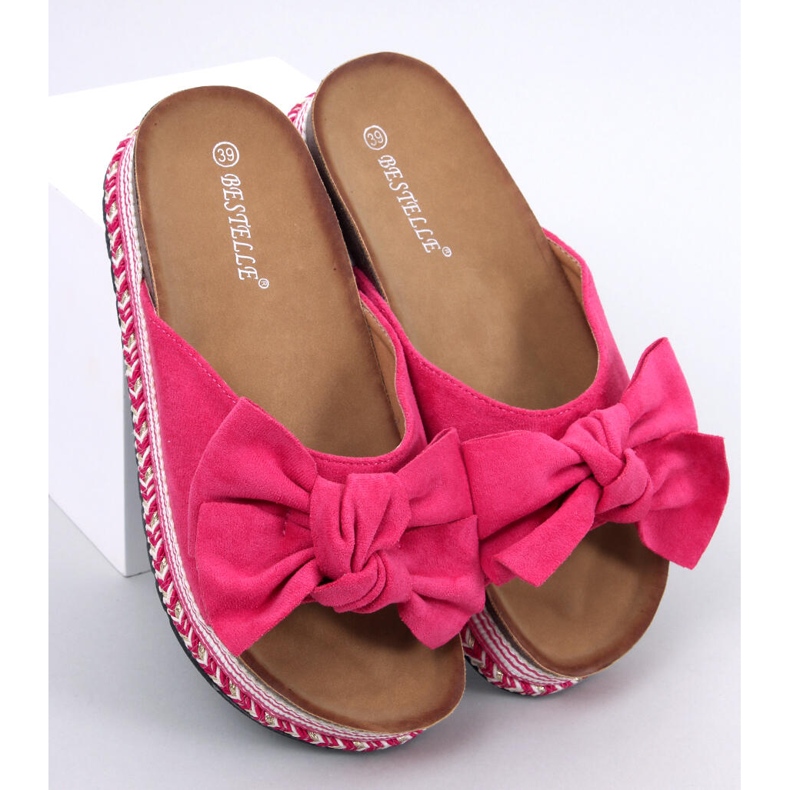 Pantuflas lazo suela alta Delair Fucsia rosa 1