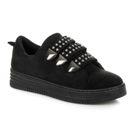 Bello Star Deportivas de ante con velcros negro 1