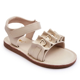Sandalias Infantiles Con Velcro Corazones Beige Havana 7