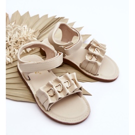 Sandalias Infantiles Con Velcro Corazones Beige Havana 3