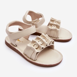 Sandalias Infantiles Con Velcro Corazones Beige Havana 2