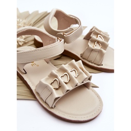 Sandalias Infantiles Con Velcro Corazones Beige Havana 5