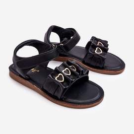 Sandalias Infantiles Con Velcro Corazones Negro Havana 2