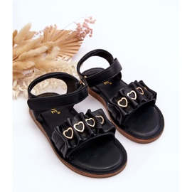 Sandalias Infantiles Con Velcro Corazones Negro Havana 3