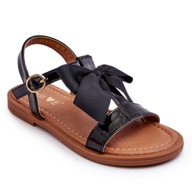 Miss Sandalias Infantiles Lacadas Con Lazo Negro Netina 6