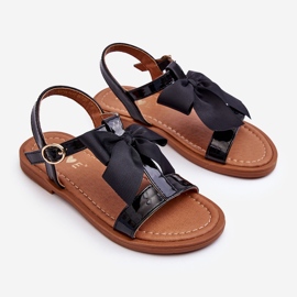 Miss Sandalias Infantiles Lacadas Con Lazo Negro Netina 2