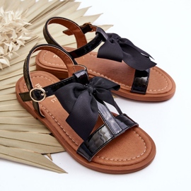Miss Sandalias Infantiles Lacadas Con Lazo Negro Netina 3