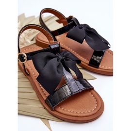 Miss Sandalias Infantiles Lacadas Con Lazo Negro Netina 5