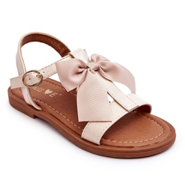 Sandalias infantiles lacadas con lazo, beige Netina 6