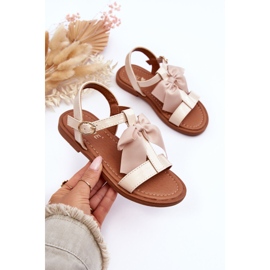 Sandalias infantiles lacadas con lazo, beige Netina 4