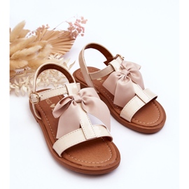 Sandalias infantiles lacadas con lazo, beige Netina 3
