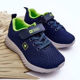 News Deportivas Infantiles Con Velcros Azul Marino-Verde Brego 3