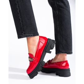 Mocasines charol rojo suela gruesa Shelovet 3