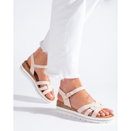 Sandalias de mujer en cuña baja Shelovet beige 3