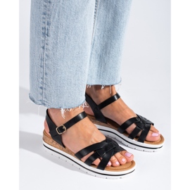 Sandalias mujer cuña baja Shelovet negro 1