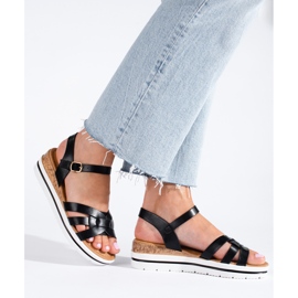 Sandalias mujer cuña baja Shelovet negro 2