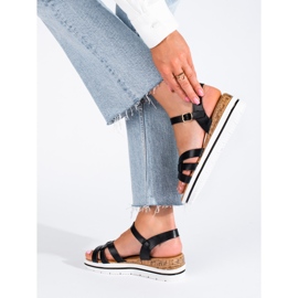 Sandalias mujer cuña baja Shelovet negro 3