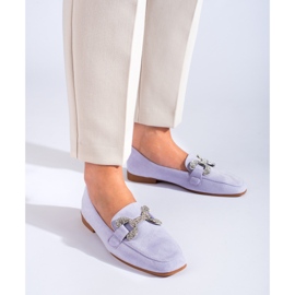 Mocasines Shelovet ante morado hebilla violeta 1